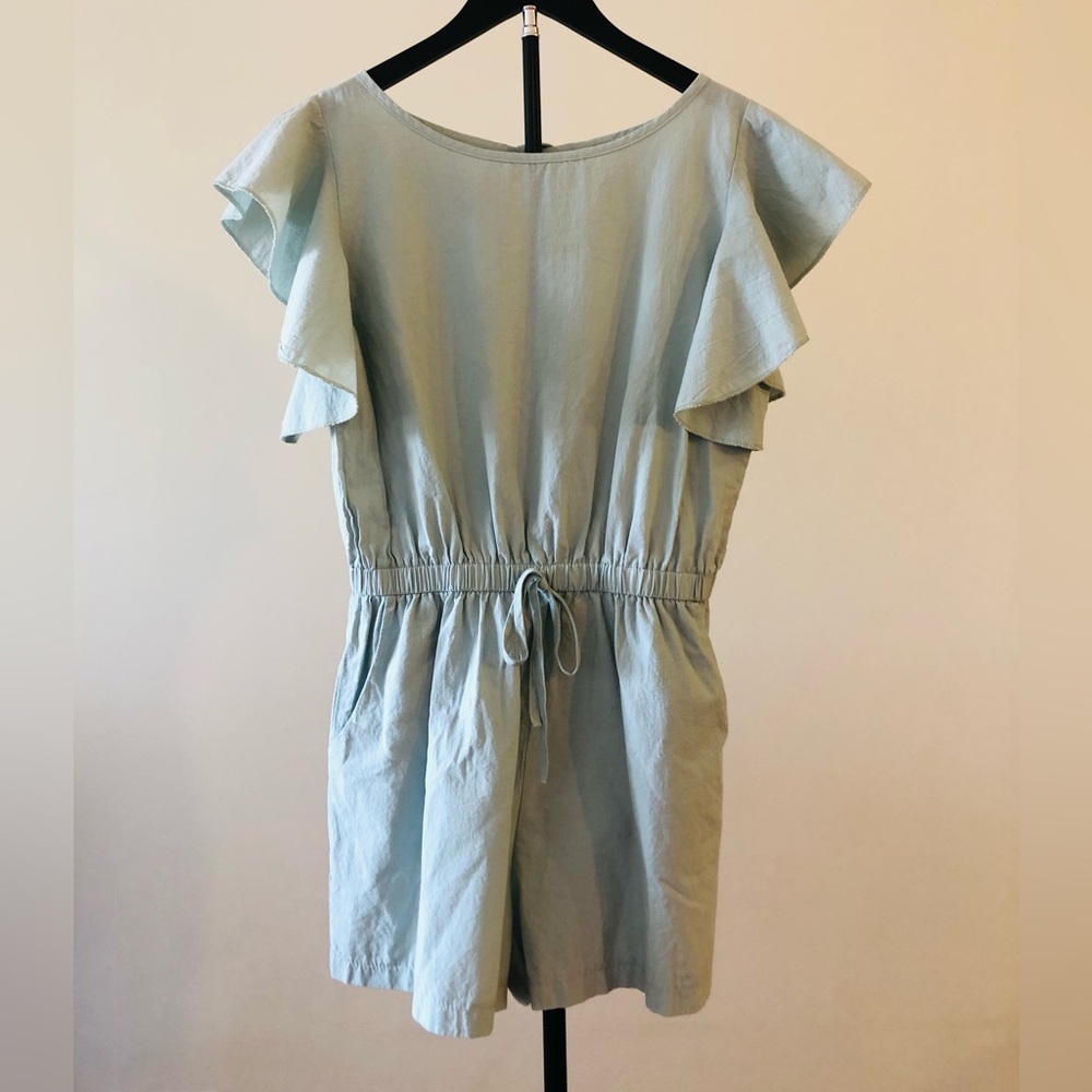 Angashion Romper Shorts Size S L30 Batwing Sleeve Lightweight Sage Green Pockets